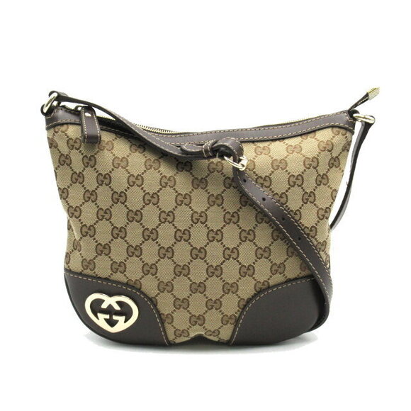 Gucci Leather Brown Bag GG Shoulder Lovely Canvas - Picture 2 of 10
